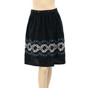 Anthropologie Floral Embroidered Skirt Flared High Waisted Pull-on XS New 201400